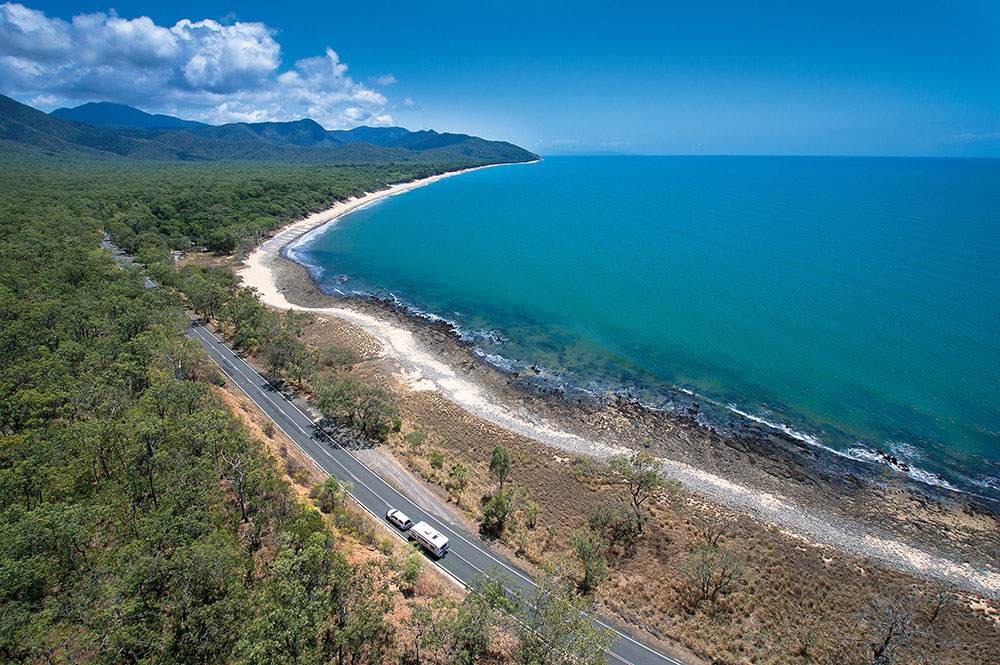 Aerial view of the Captain Cook Highway between Cairns and Port Douglas.