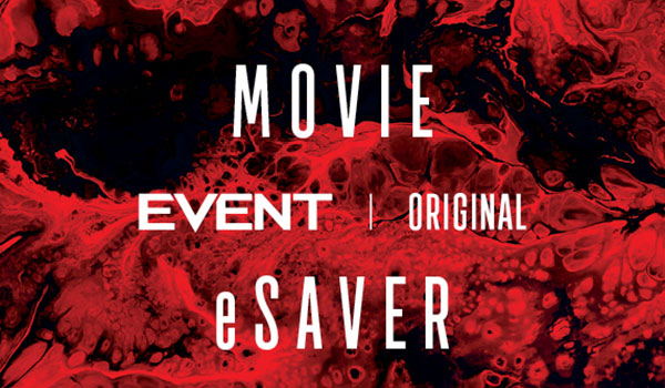 Red eSaver promotional banner with white text for event cinemas
